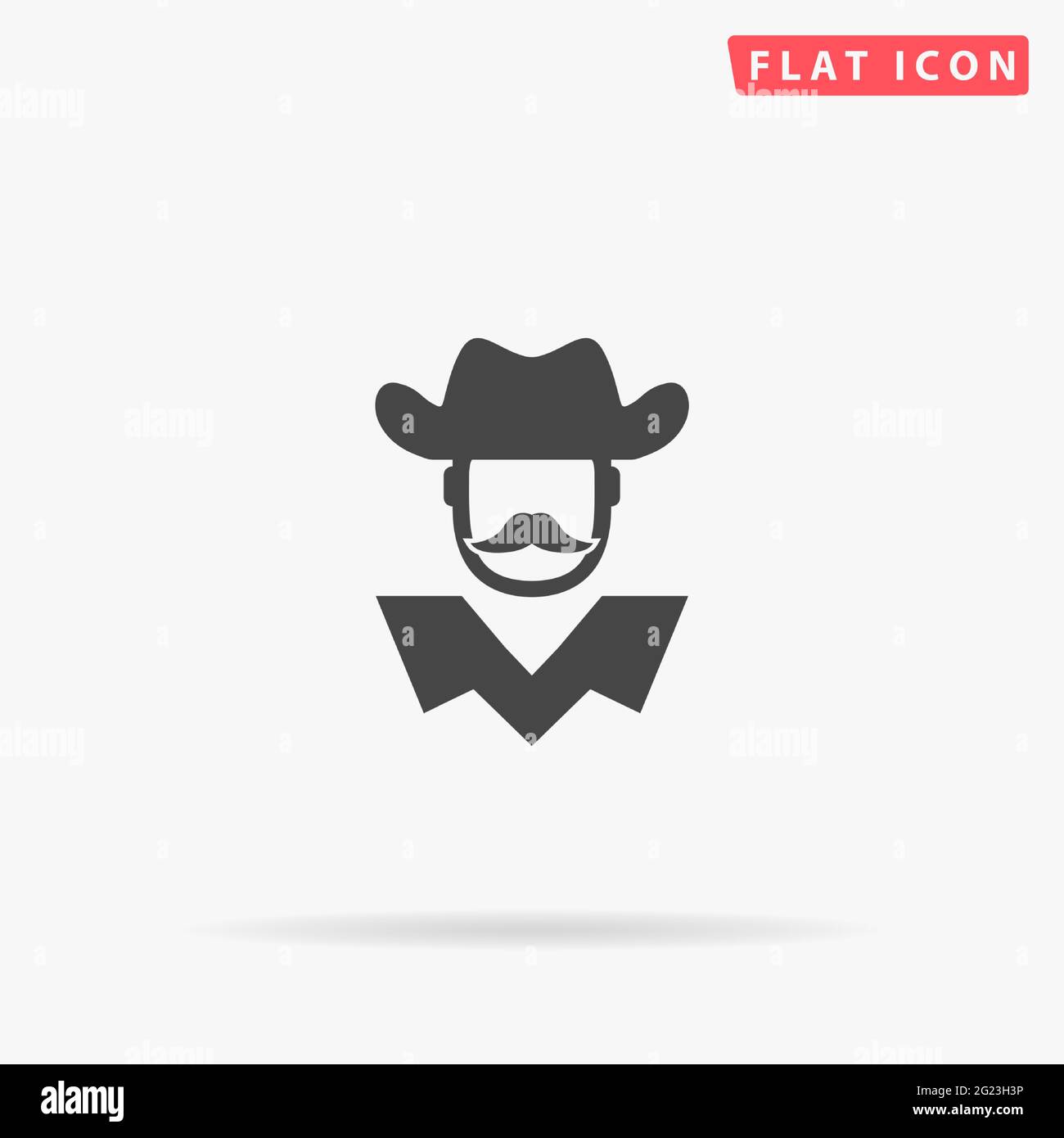 American Cowboy, Sheriff flat vector icon. Hand drawn style design illustrations. Stock Vector