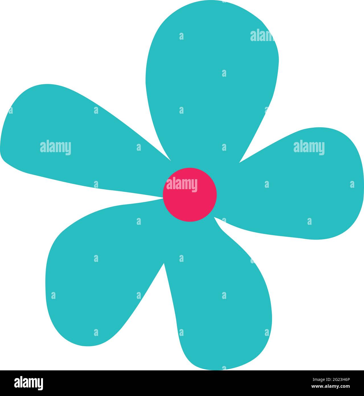 Turquoise flower. Vector illustration in the doodle style. Stock Vector