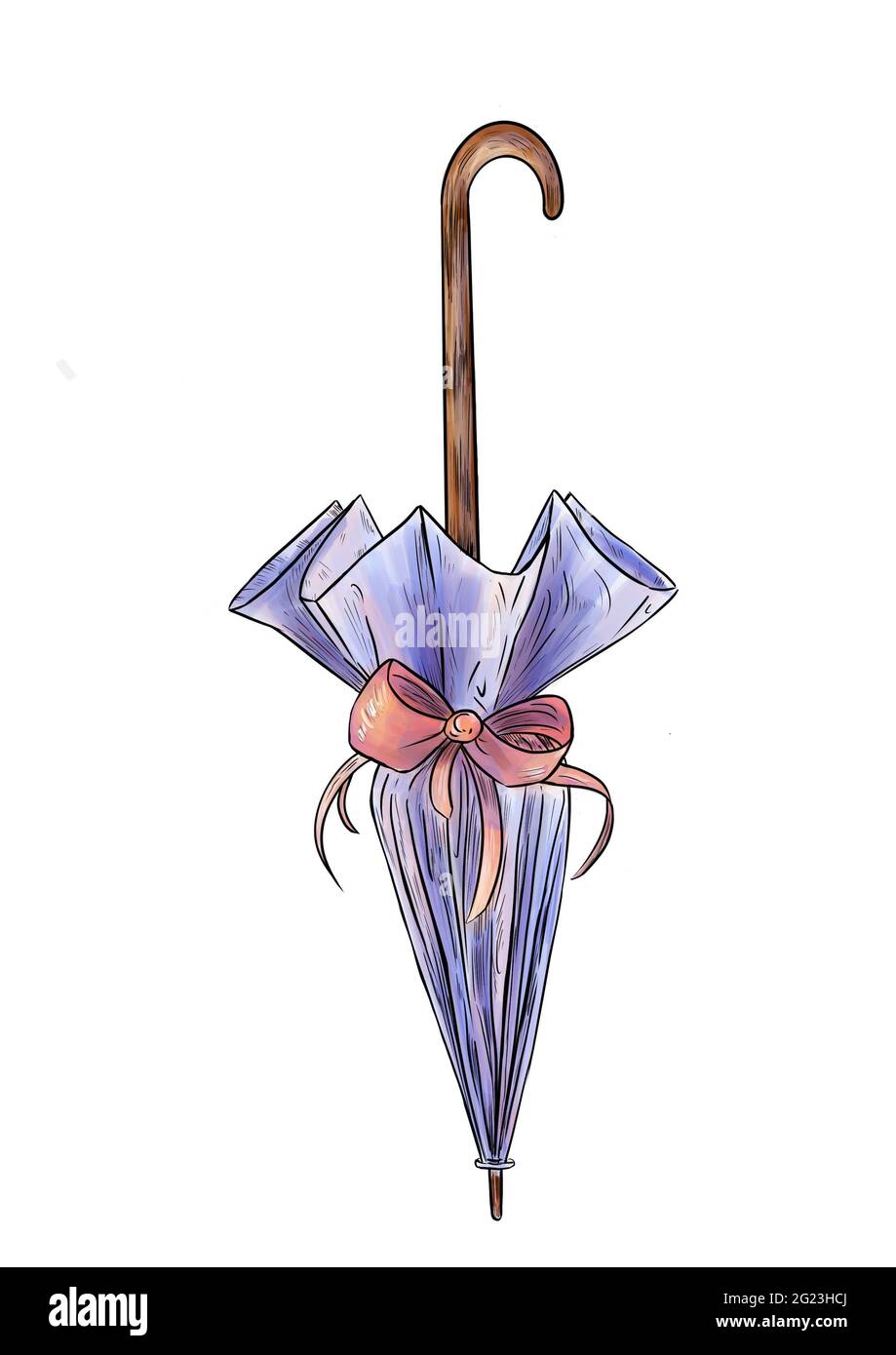 Illustration of cartoon umbrella. Colorful cartoon sketch Stock Photo