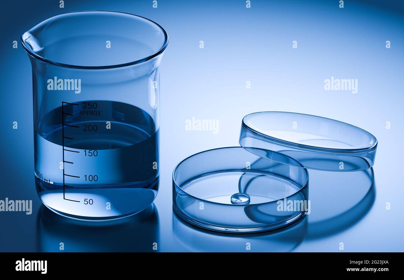 Glassware in the laboratory, 3d rendering. Computer digital drawing ...
