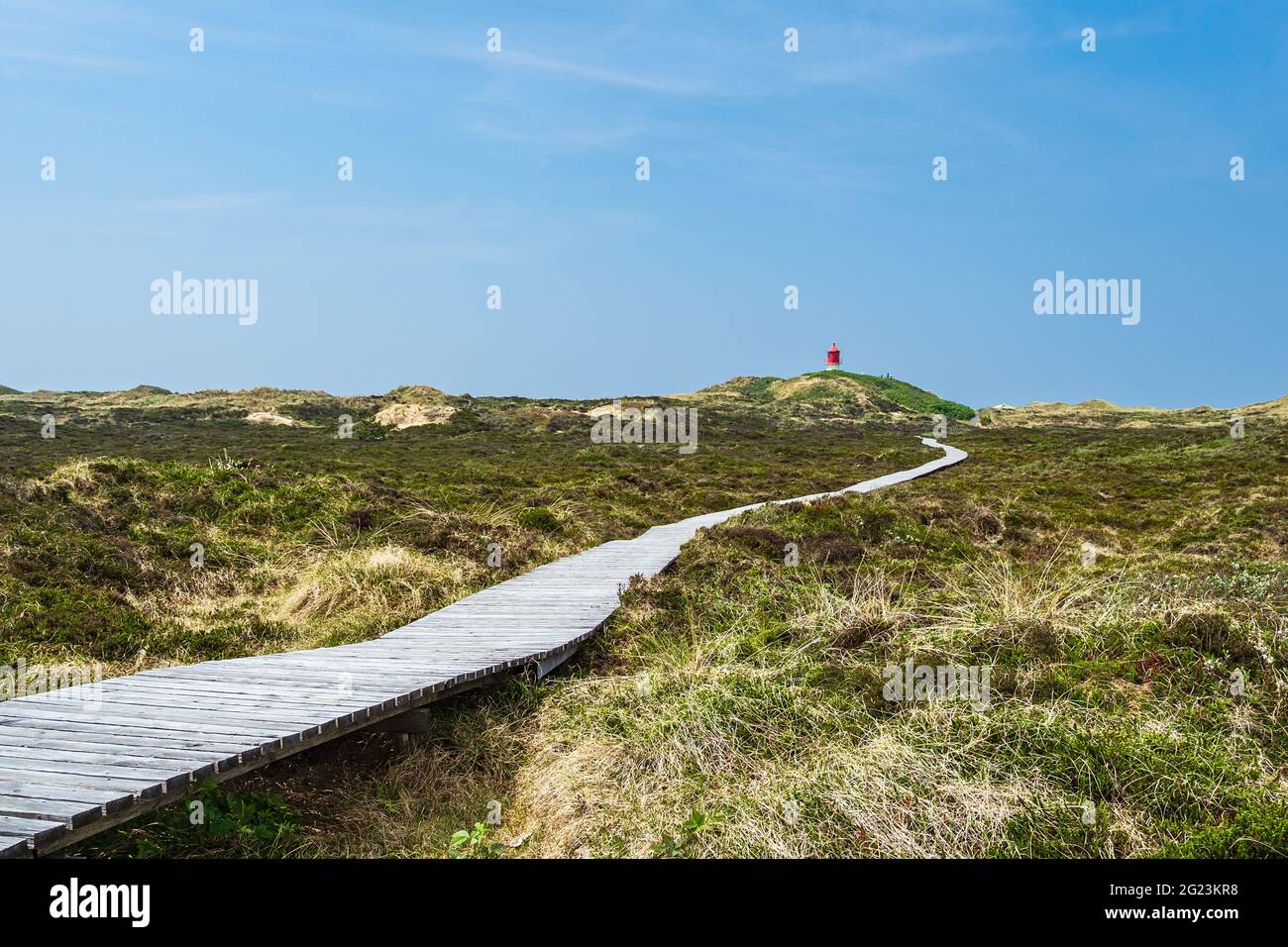 Lighthouse in Norddorf on the North Sea island Amrum, Germany. Stock Photo