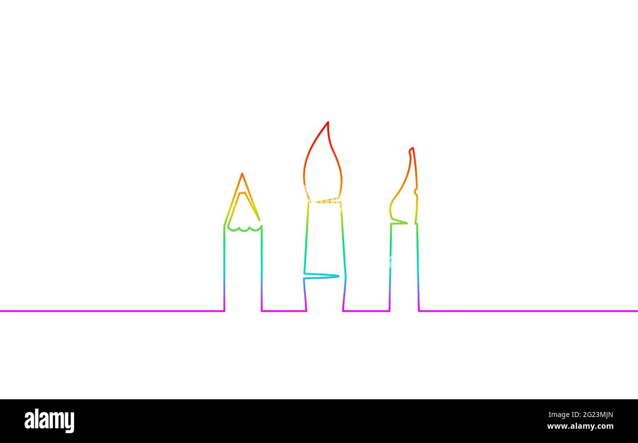 Art studio classes logo concept. Kids artist brush pencil pen drawing