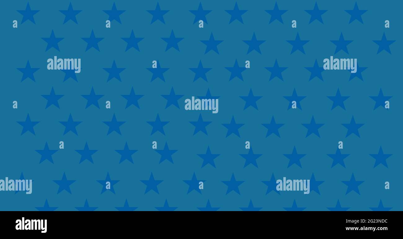 Illustration of multiple rows of blue stars on blue background Stock Photo