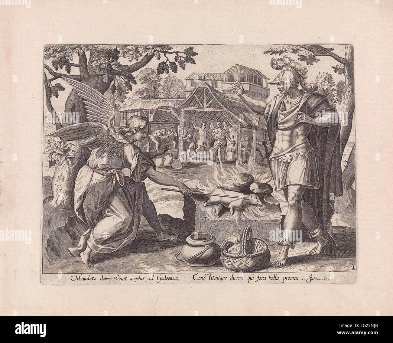 Gideon and the angel; History of Gideon; Thesaurus Sacrarum historiarum