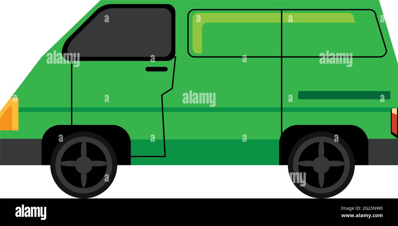 green van car transport Stock Vector