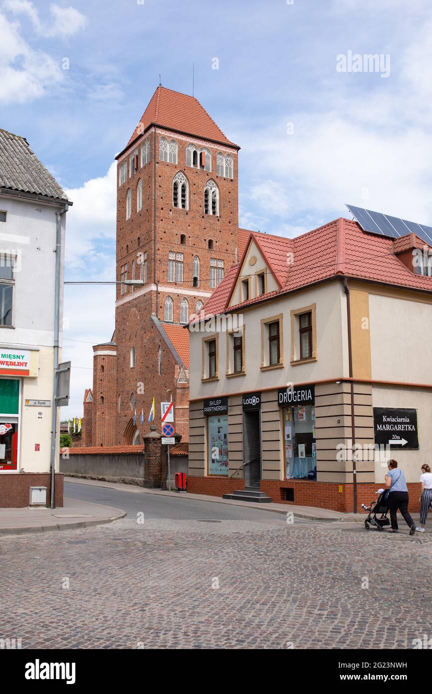 Nowe Miasto Lubawskie, Poland - Old town and city hall. Stock Photo