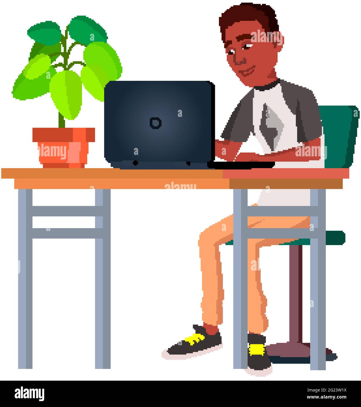 african guy student reading e-book on computer cartoon vector Stock Vector  Image & Art - Alamy