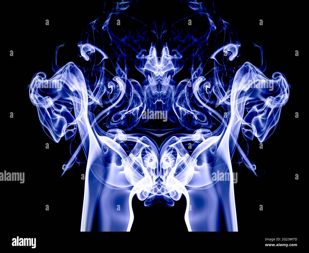 blue smoke on a black backgroud Stock Photo