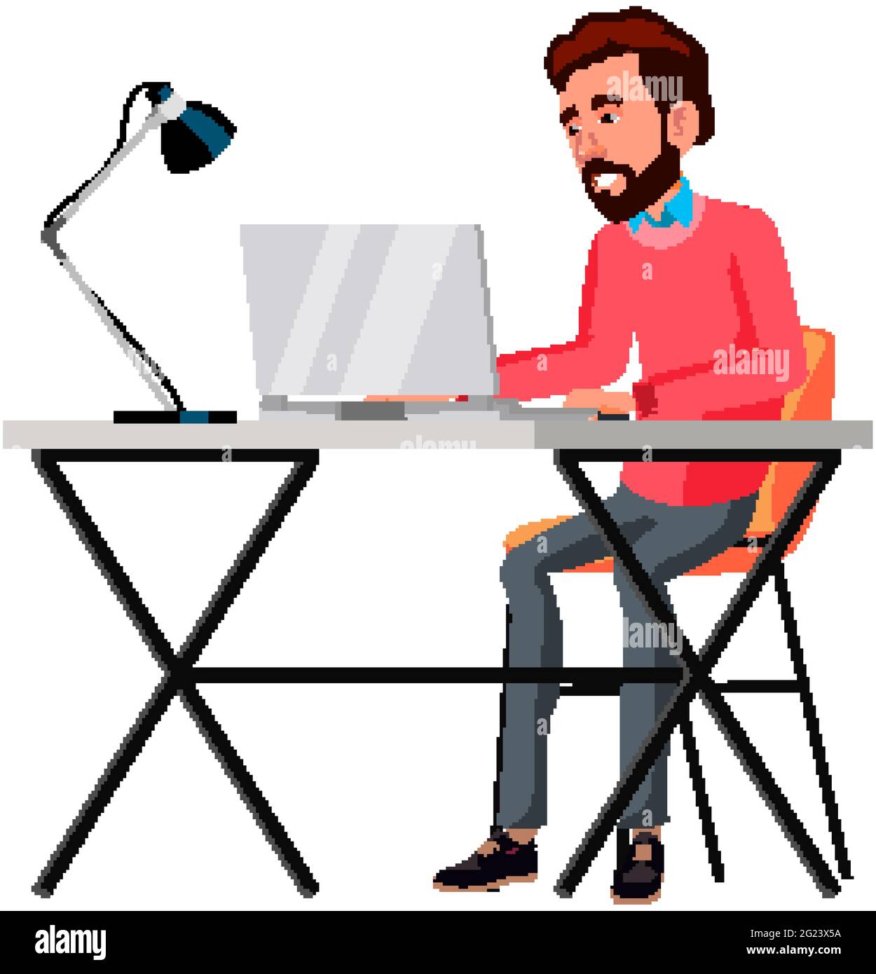man entrepreneur working on laptop at table cartoon vector Stock Vector  Image & Art - Alamy
