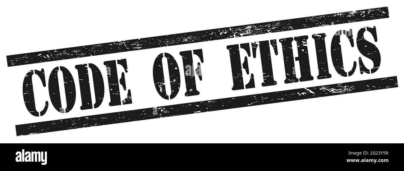 CODE OF ETHICS text on black grungy rectangle vintage stamp Stock Photo