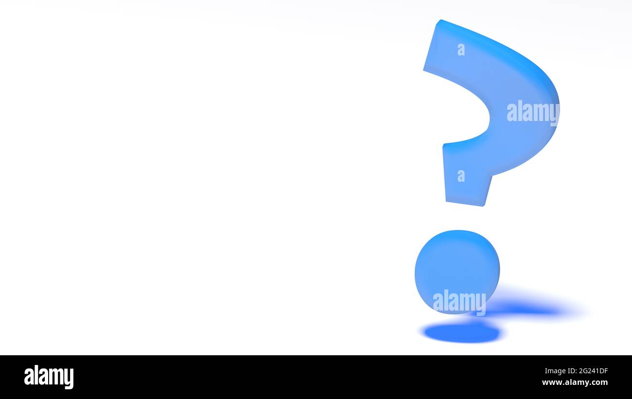 Blue question mark on white background - 3D rendering illustration ...