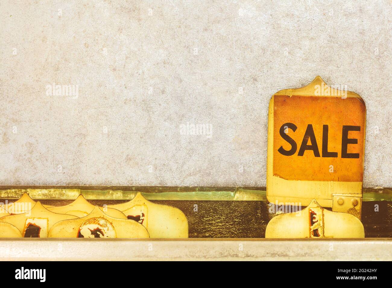 Detail of an old cash register with a 'Sale' label Stock Photo