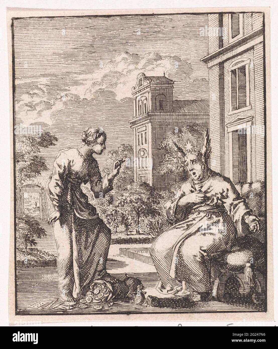 Personified soul contradicts the meat; The soul resists the meat. The  personal soul contradicts the personification of the meat (worldly  temptations). Under her feet there are game cards, a sticky fair, coins