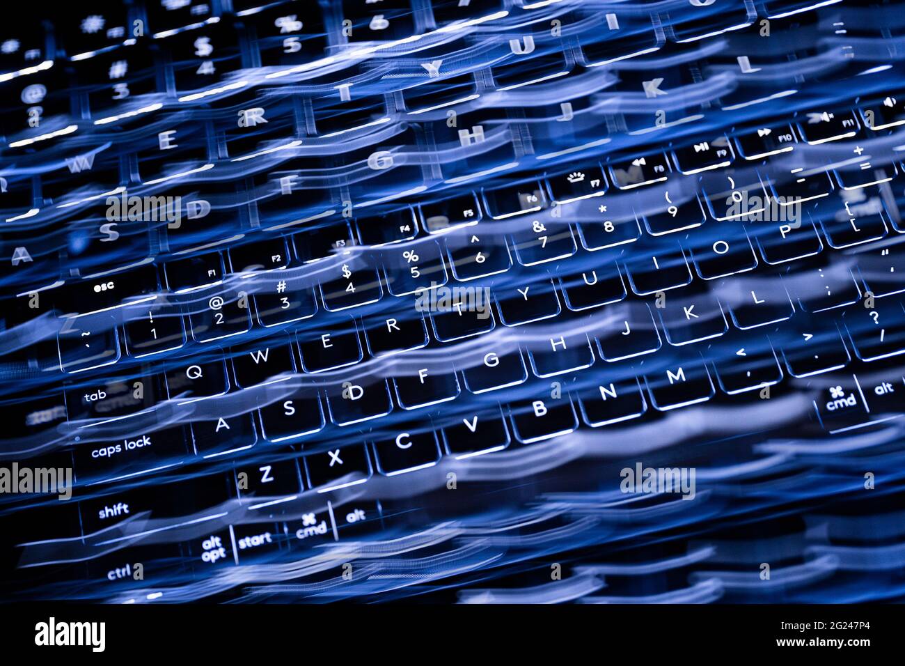Close-up od blurred black computer keyboard Stock Photo