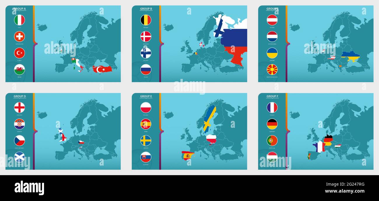 Map of Europe with marked maps of countries participating in the ...