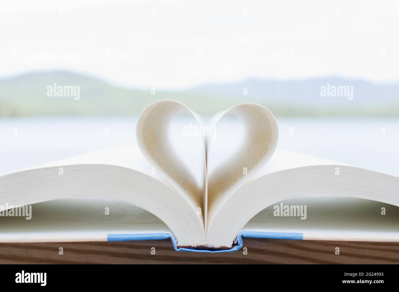 Book pages folded in heart shape Stock Photo
