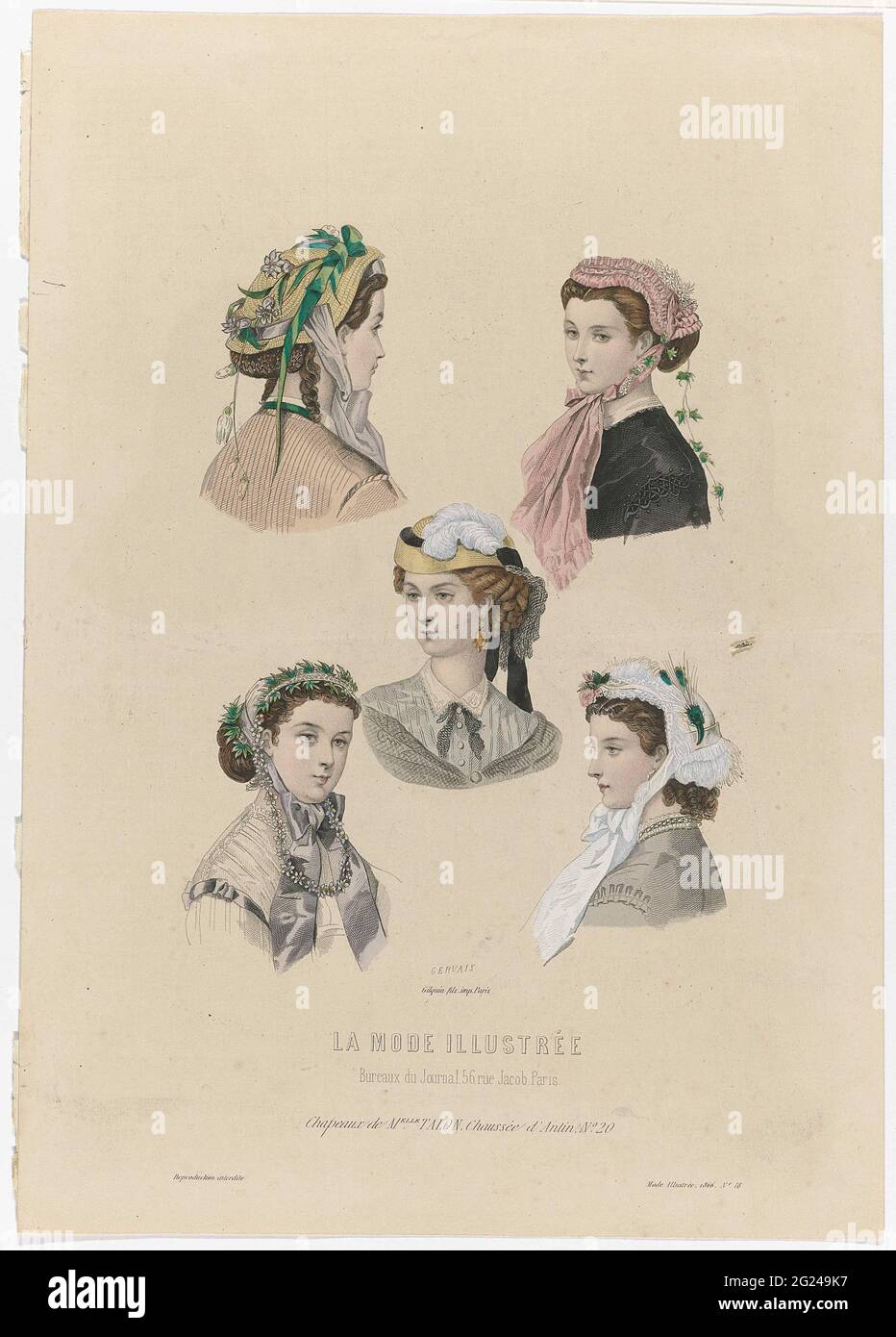 La fashion illustrée, 1866, no. 18: Chapeaux de Melle Talon (...). Five  women's busts with different hats of talon. Print from the La Mode  Illustrée mode magazine (1860-1937 Stock Photo - Alamy