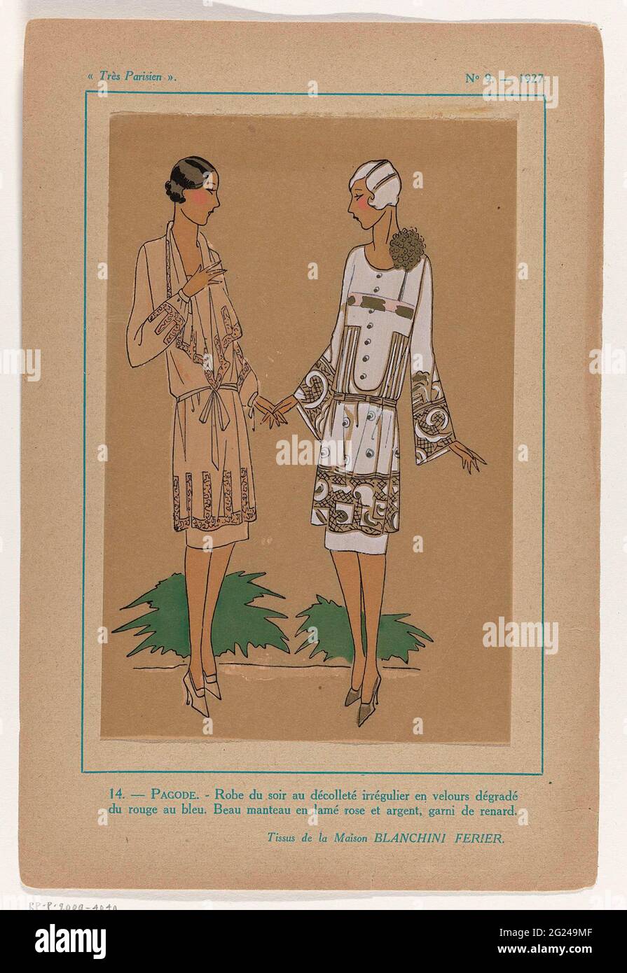 Tres Parisien 1927 No 9 14 Pagoda Robe Du Soir According To The Caption This Is An Evening Dress From Velvet With A Landing From Red To Blue Manteau Jackenkurk