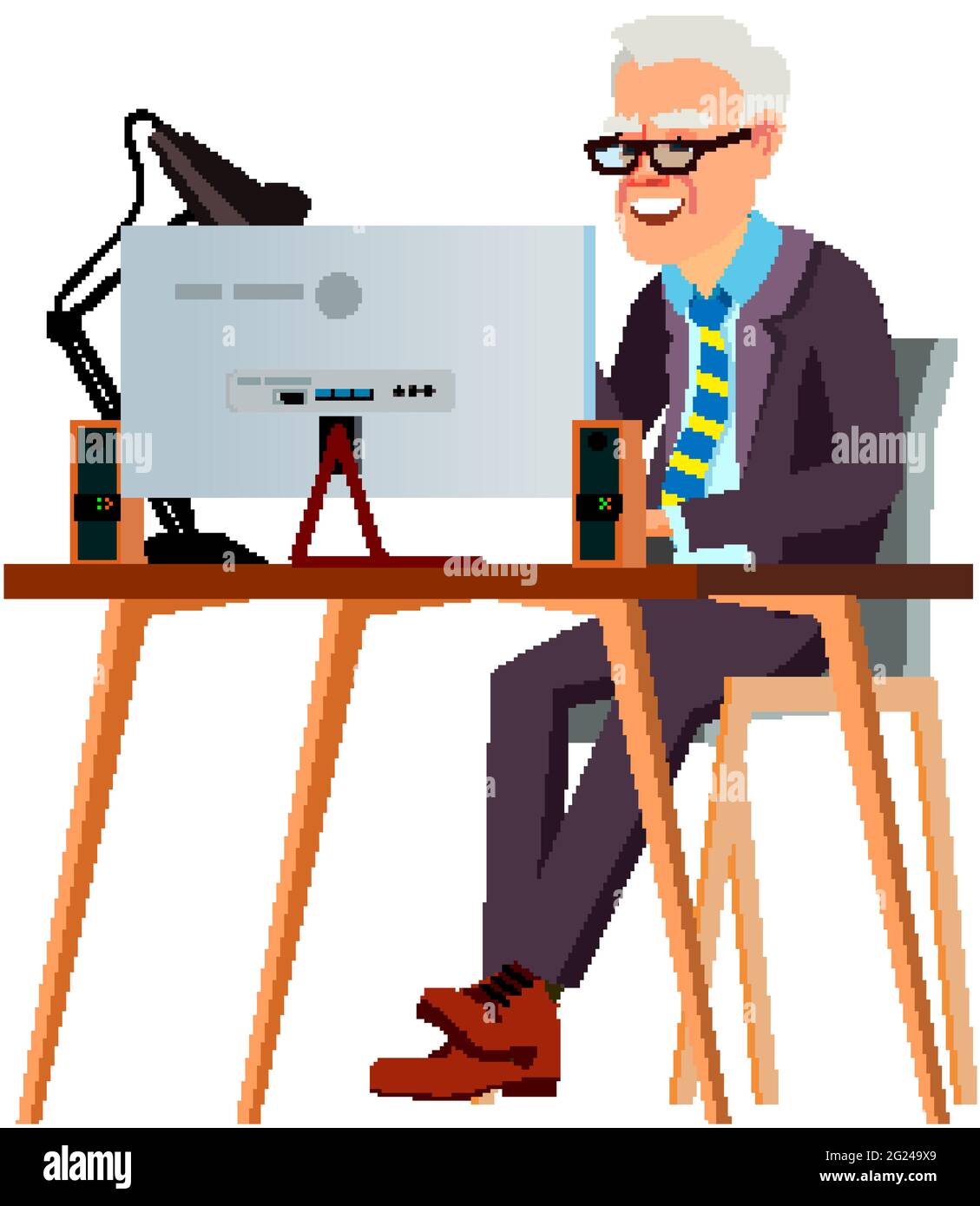 happy mature man reading funny book on computer cartoon vector Stock Vector  Image & Art - Alamy