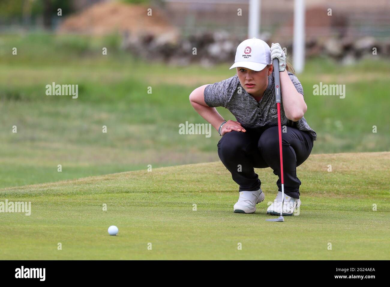 Troon, UK. 08th June, 2021. MAGGIE WHITEHEAD, 15 year old member of the 2021  England under 18 girls squad, playing off a handicap of 2 and from Close  House, taking part in