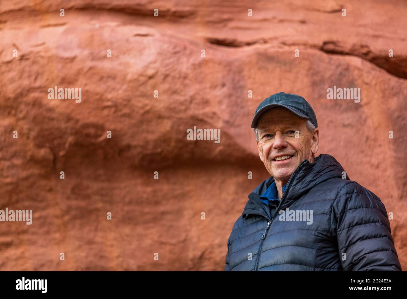 USA, Utah, Escalante, Portrait of senior man hiking in Grand Staircase-Escalante National Monument Stock Photo