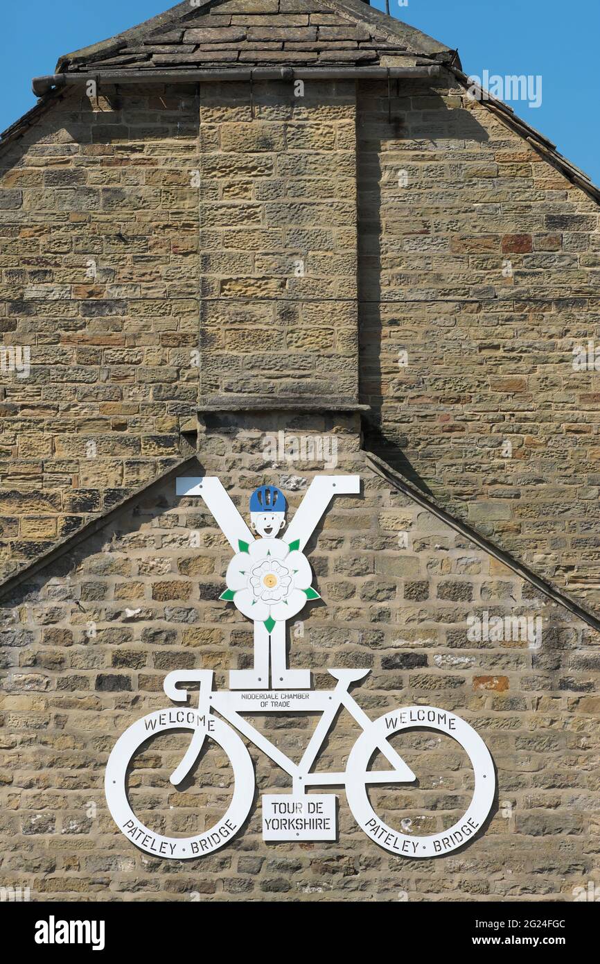 Pateley Bridge North Yorkshire cycling sign the Tour de