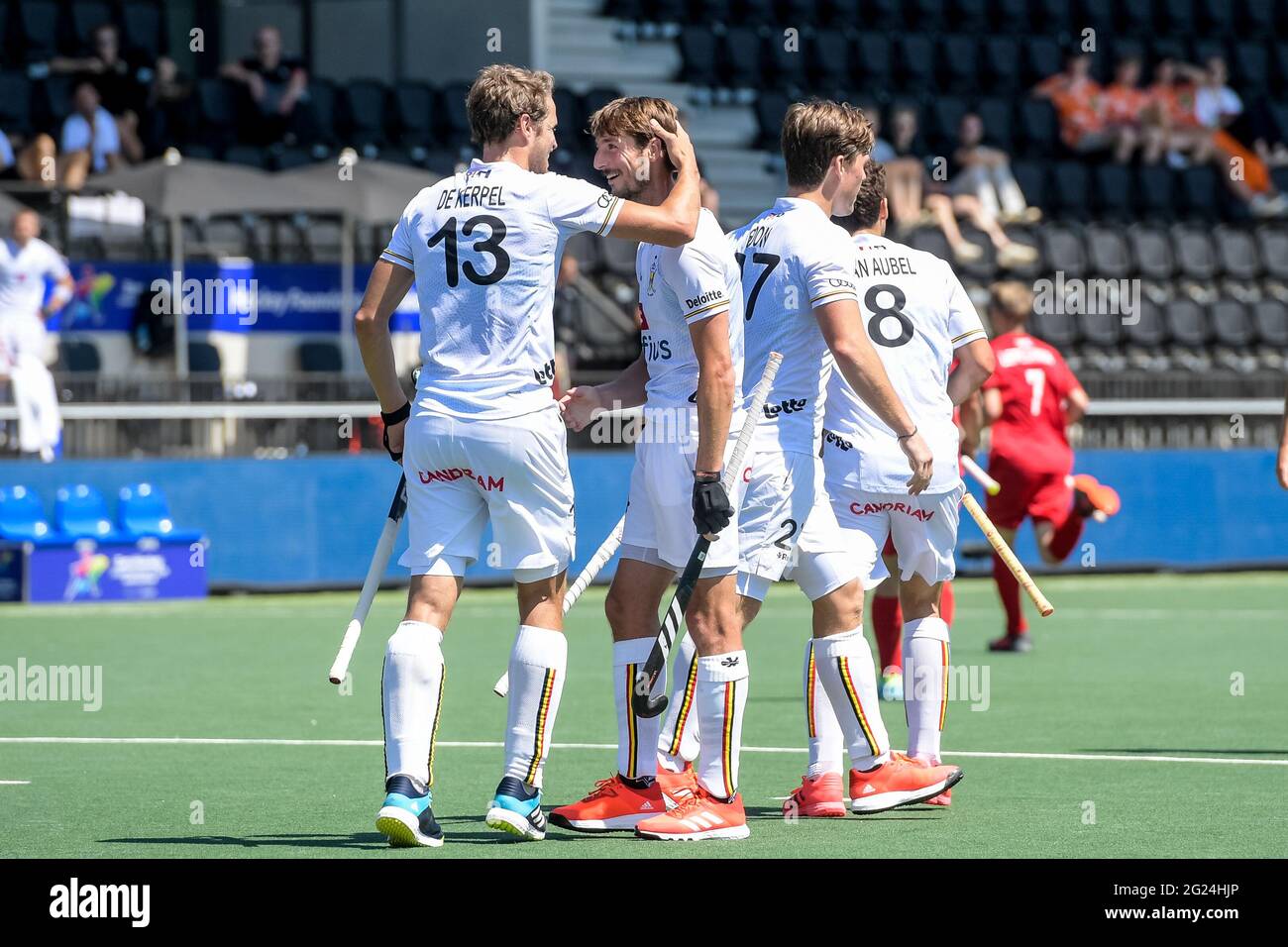 AMSTELVEEN, NETHERLANDS JUNE 8 Antoine Kina of Belgium celebrates