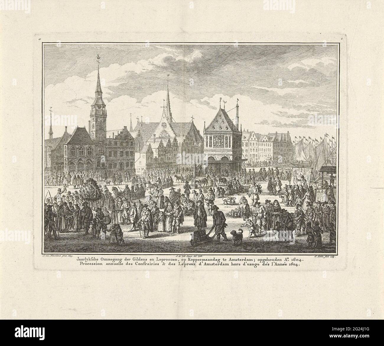 Procession of Guilds and Leprons at Koppermaandag, 1604; Annual ommegang der Gildens and