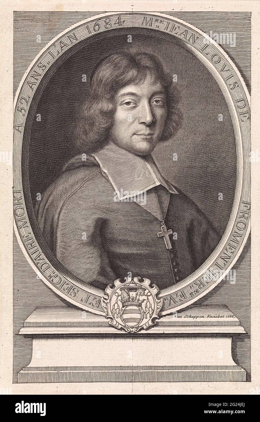 Portrait of Jean Louis de Fromentières. Portrait of Jean Louis de  Fromentières, Bishop of Aire, at the age of 52. He is wearing a simple  wooden cross on his chest. In the
