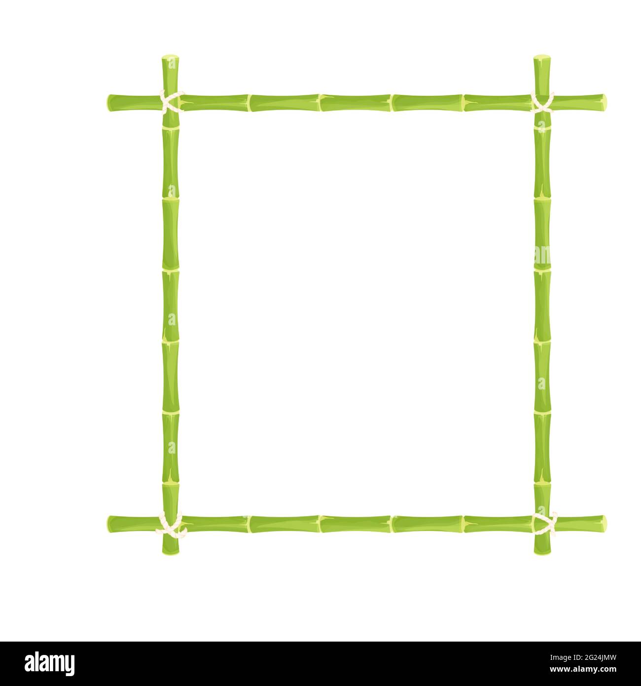 Green bamboo frame, border with rope in cartoon style. Exotic hawaiian,  asian decoration. Empty nature object. Vector illustration Stock Vector  Image & Art - Alamy