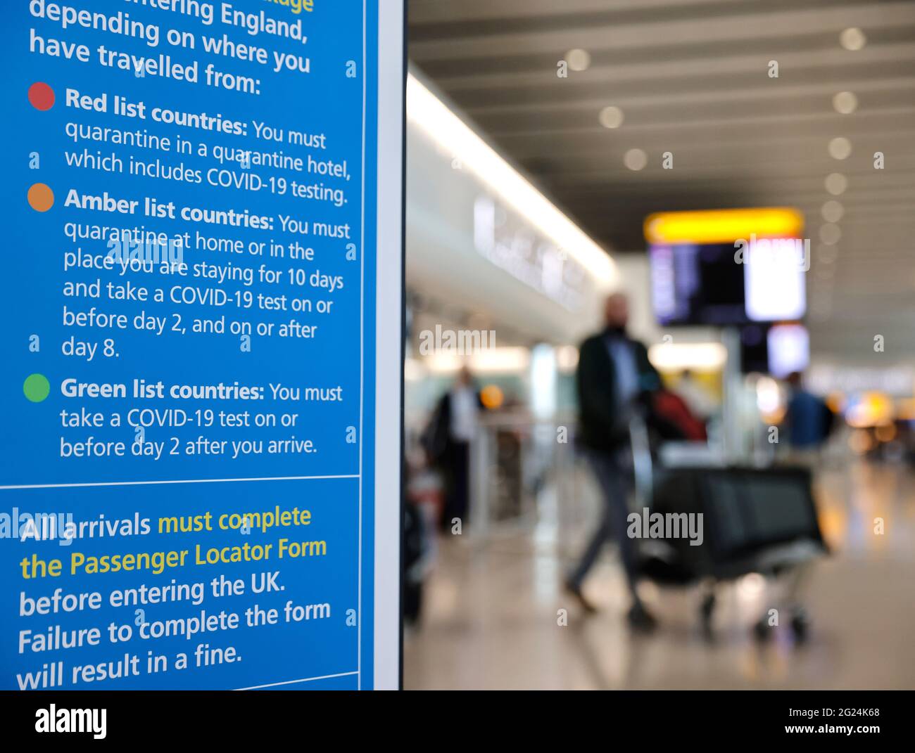 London, UK. 8th June, 2021. Passengers arriving at Heathrow as Portugal moves onto the Amber list. Many passengers were unable to catch a plane before the 4am deadline. Travel arrangements will be updated by the Government. British holidaymakers in Portugal are rushing back home before the country is added to the UK's travel amber list amid concerns about rising Covid cases. From 04:00 BST on Tuesday Portugal will be dropped from the green list, and returnees made to self-isolate for 10 days and take two PCR tests. Credit: Mark Thomas/Alamy Live News Stock Photo