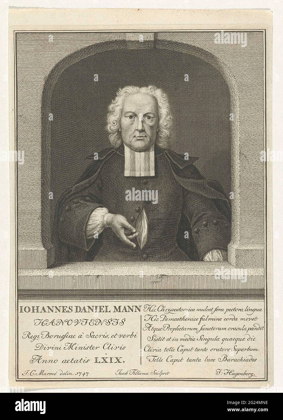 Portrait of Johannes Daniel Mann. Portrait in half of preacher Johannes ...