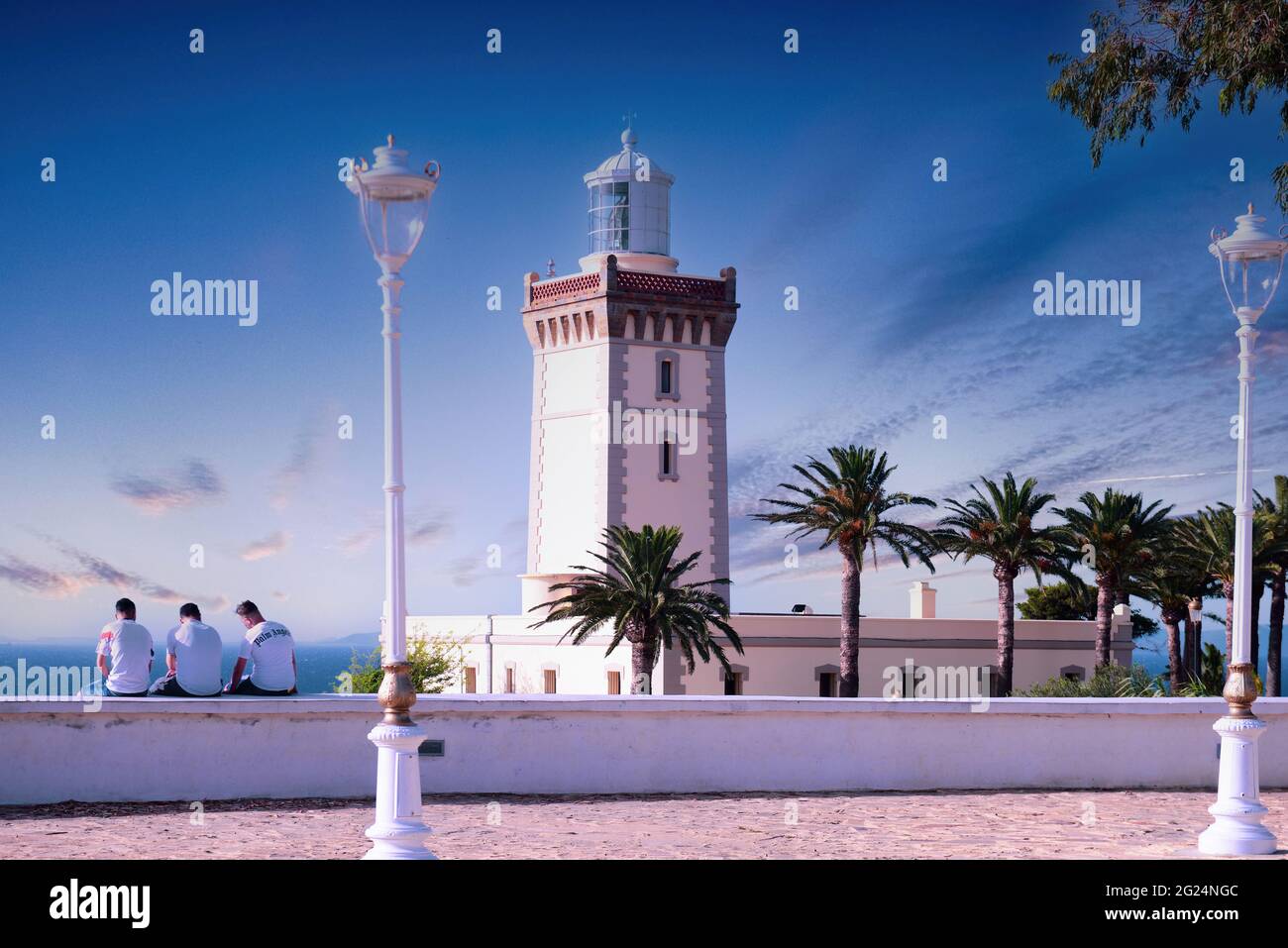 Lighthouse at the cape Spartel in Tangier, Morocco Stock Photo
