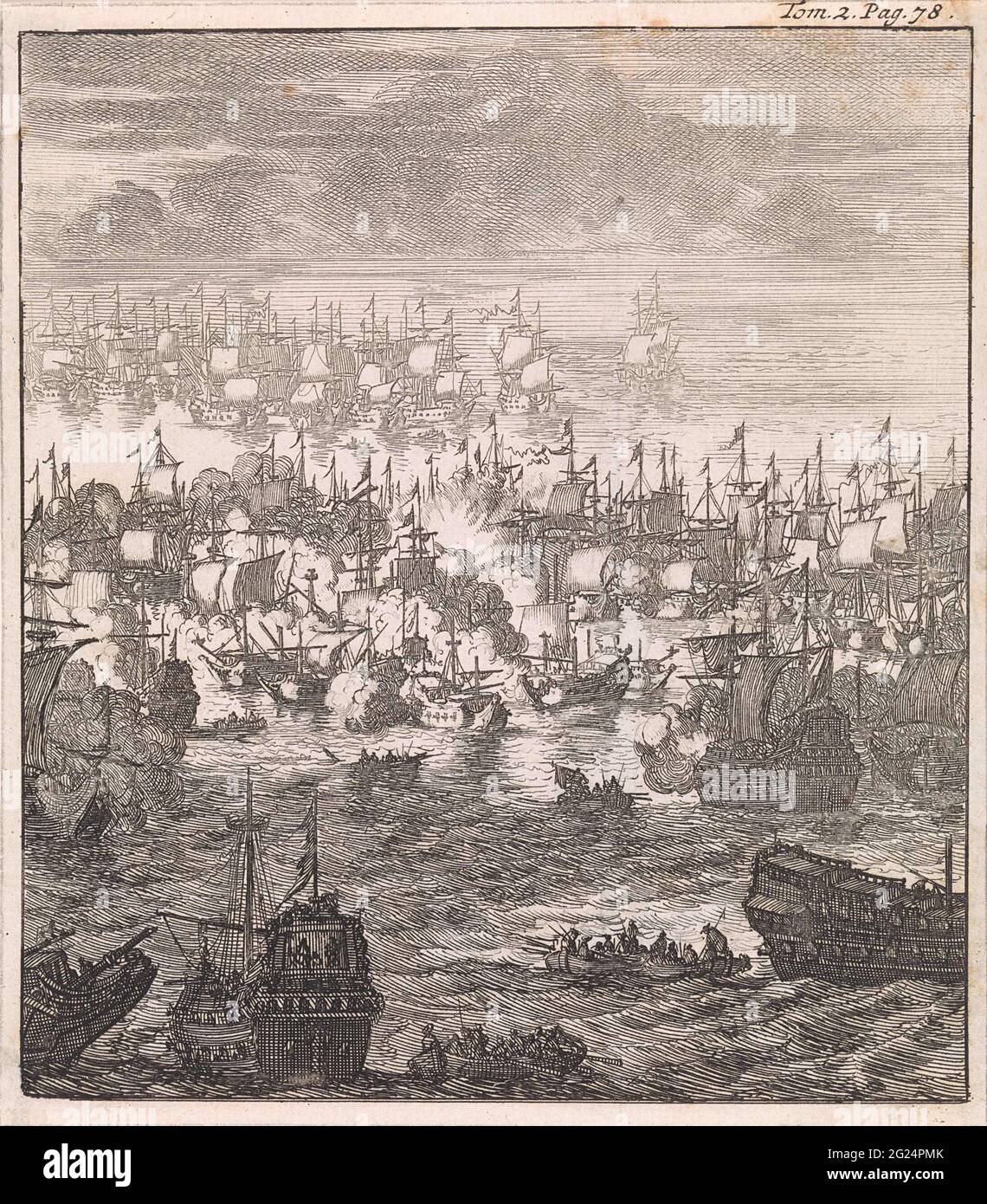 Sea battle at Beachy Head, 1690; Image of the bloody sea battal