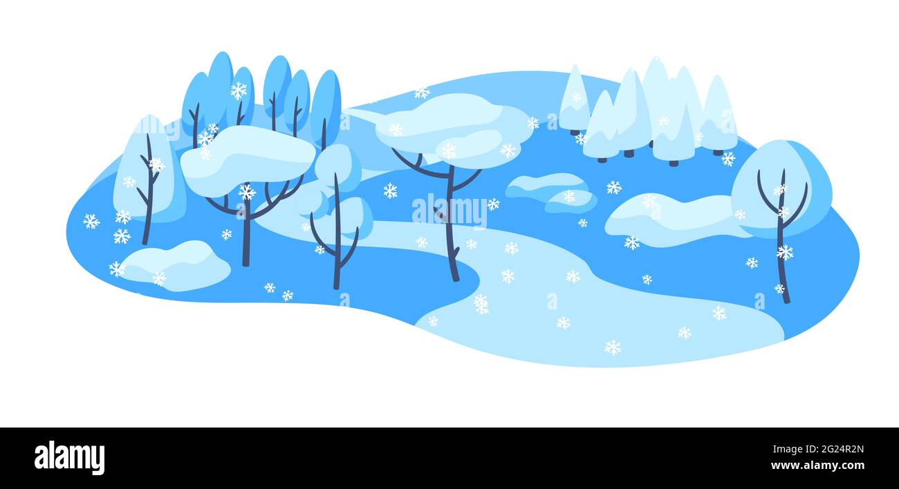 Winter landscape with forest, trees and bushes Stock Vector Image & Art ...