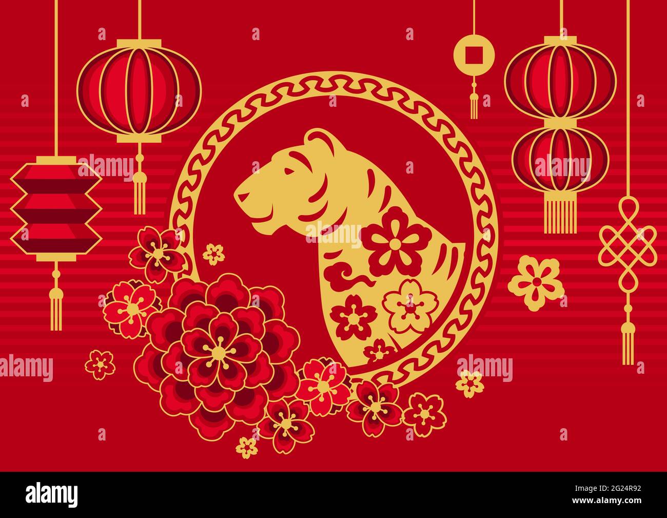 Happy Chinese New Year greeting card. Background with tiger symbol of 2022  Stock Vector Image & Art - Alamy