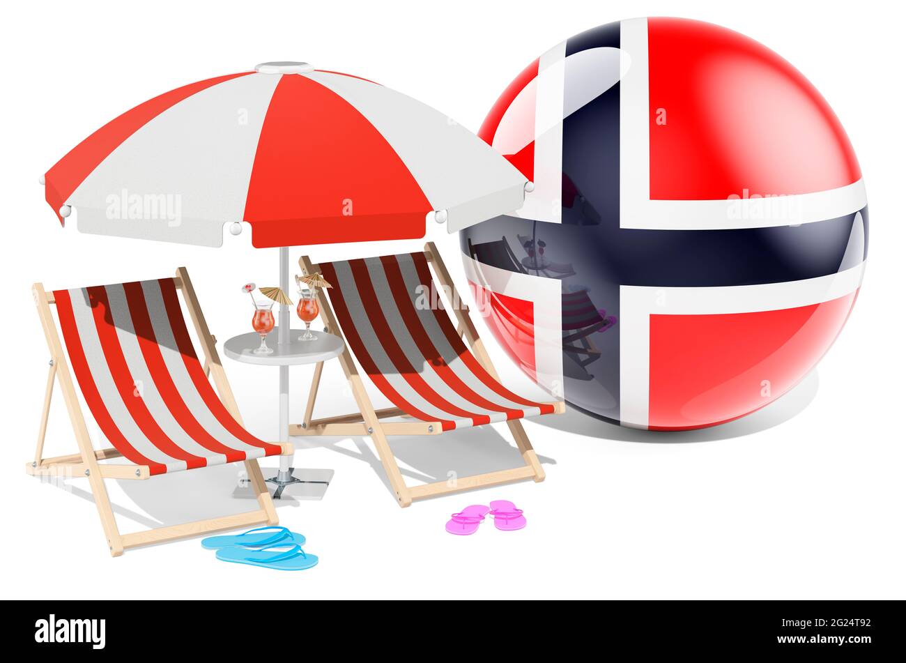 Norwegian Resorts, Norway Vacation, Tours, Travel Packages concept. 3D rendering isolated on white background Stock Photo