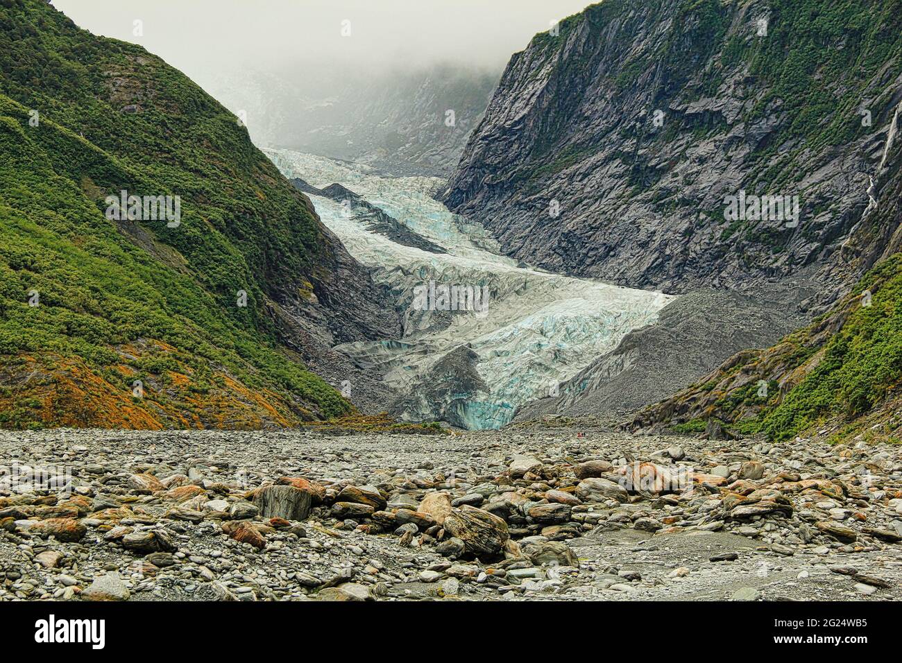 Franz Josef Glacier in Westland Tai Poutini National Park on the West Coast of South Island, New Zealand Stock Photo