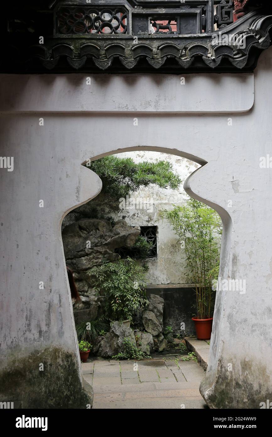 Entrance gateways through gardens in the yu garden hires stock