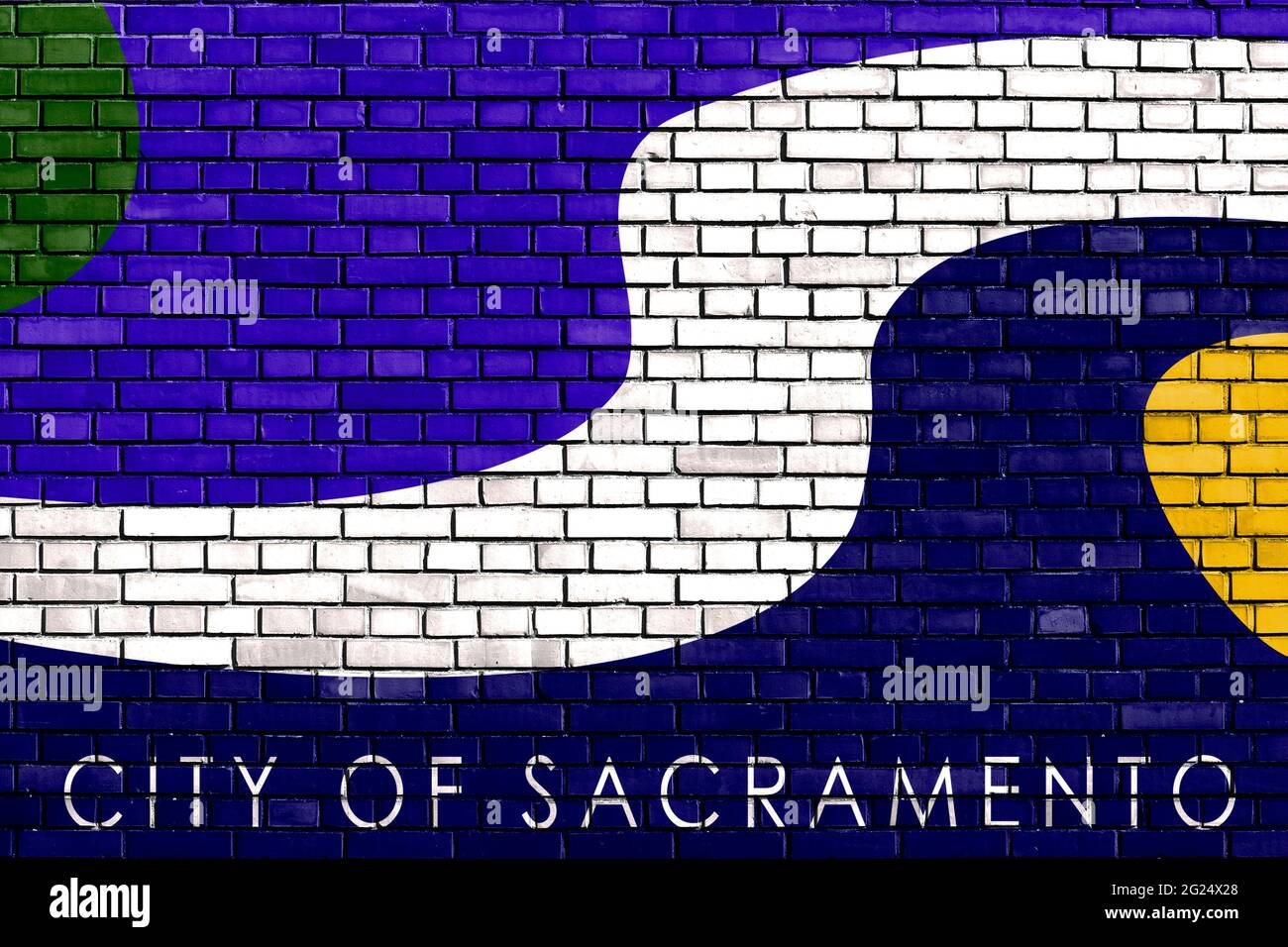 flag of Sacramento, California painted on brick wall Stock Photo Alamy