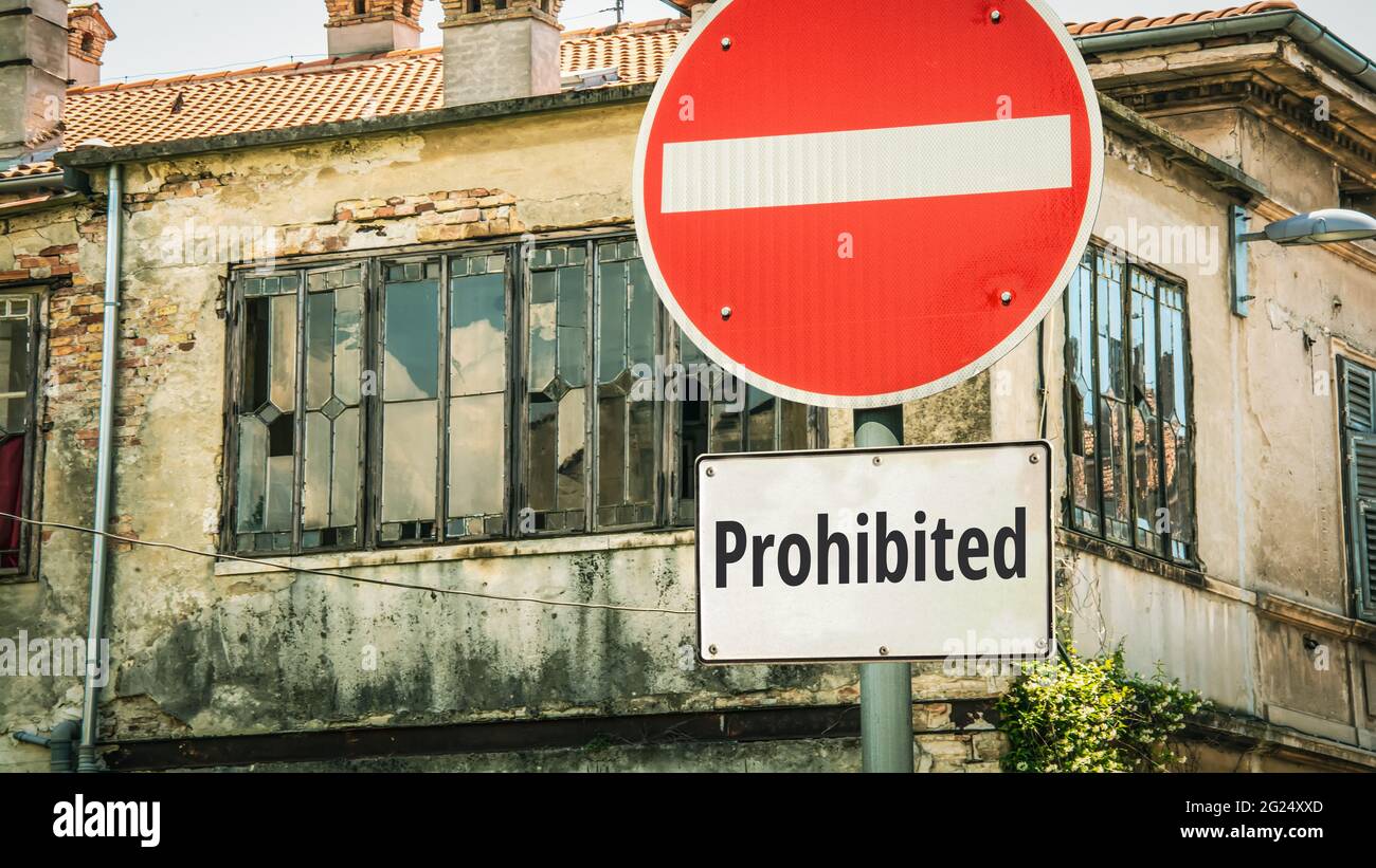 Street Sign the Direction Way to Allowed versus Prohibited Stock Photo ...