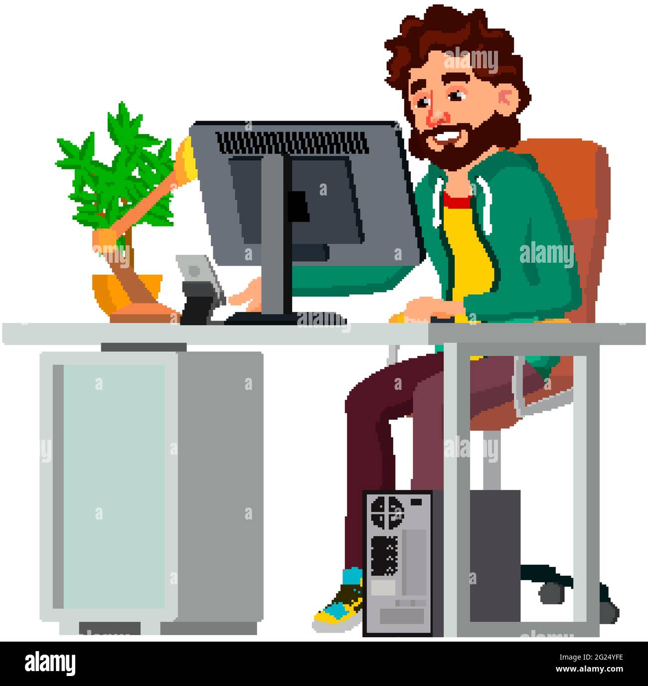 smiling man search internet shop on computer cartoon vector Stock Vector  Image & Art - Alamy