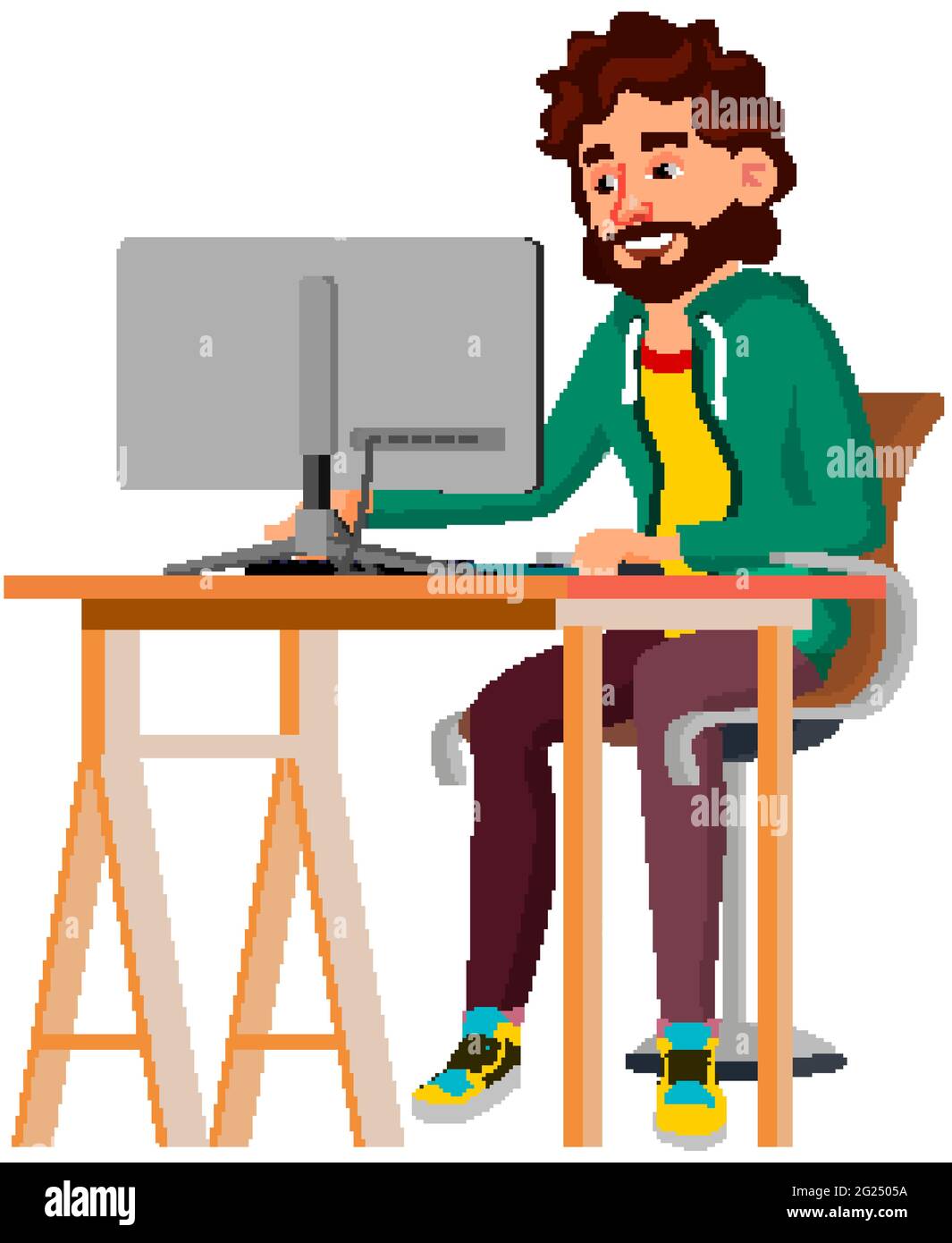 designer man processing digital photo on computer cartoon vector Stock ...