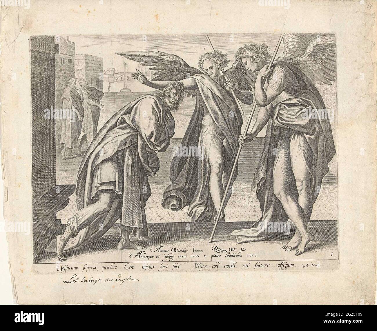Lot meets the two angels at the gate of Sodom; History of Lot. Lot ...