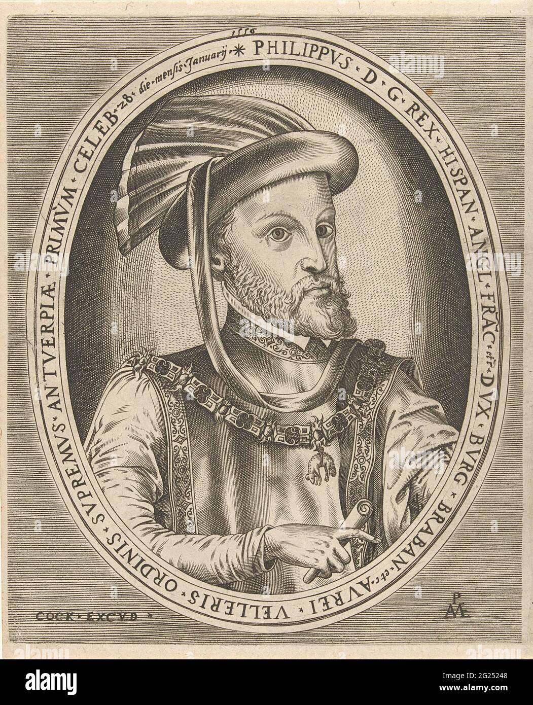 Portrait of Philip II, king of Spain; Portraits of rulers. Portrait in ...