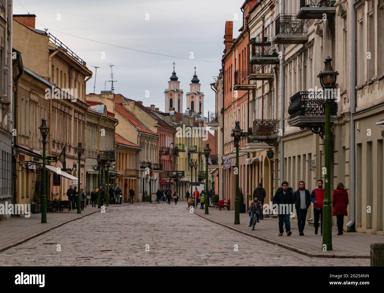 A picture of the Vilnius Street, in Kaunas. Stock Photo
