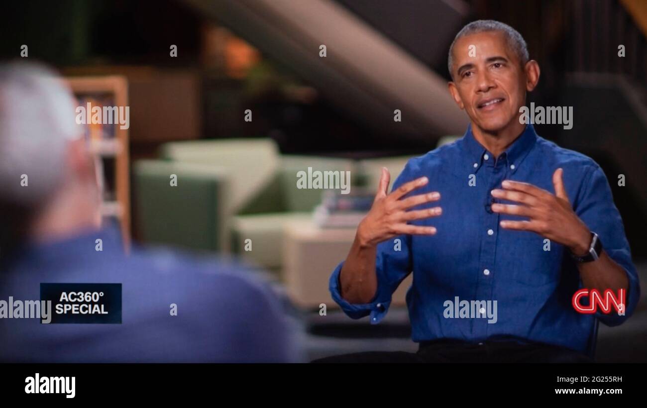 June 07, 2021, Chicago, Illinois, USA - President BARACK OBAMA sits for ...
