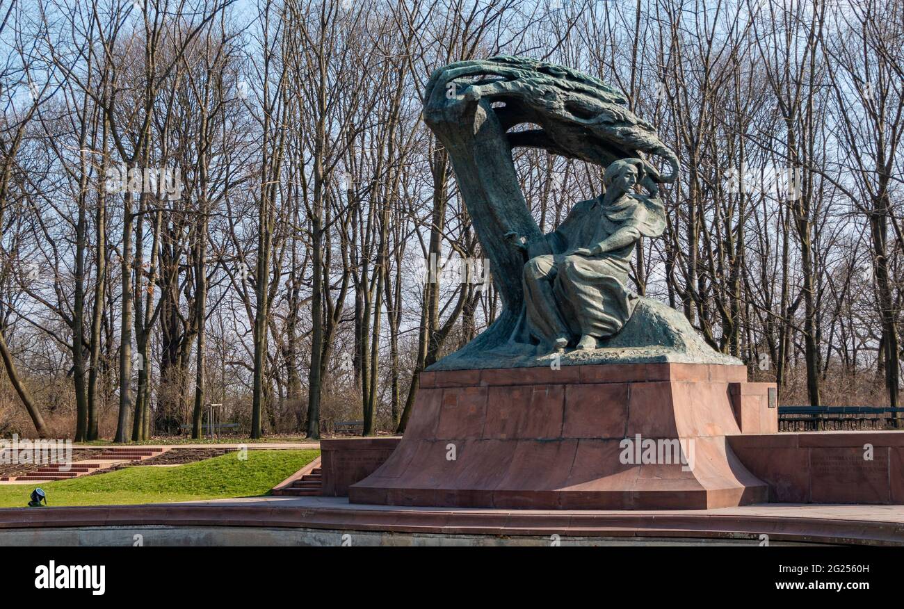 A picture of the Chopin Monument, in Warsaw's Łazienki Park. Stock Photo
