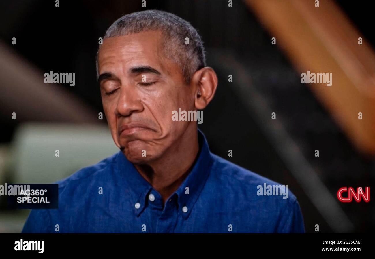 June 07, 2021, Chicago, Illinois, USA - President BARACK OBAMA sits for ...