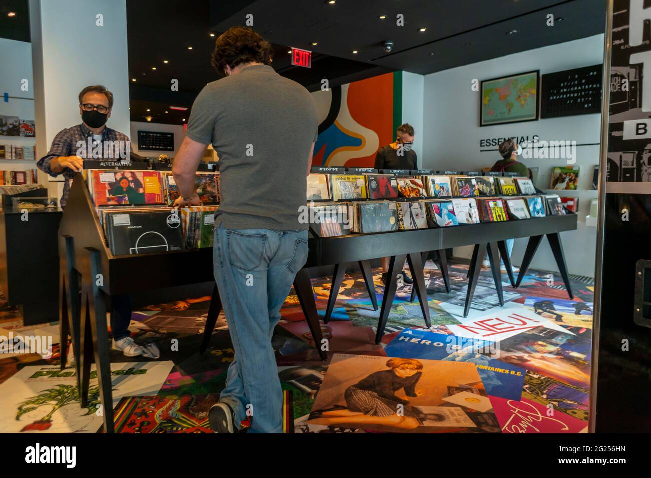 The newly opened Rough Trade record store located in Rockefeller Center in New York on opening day, Tuesday, June 1, 2021. The London-based retailer and record label has moved from trendy Williamsburg in Brooklyn to the less than trendy Midtown Manhattan.(© Richard B. Levine) Stock Photo